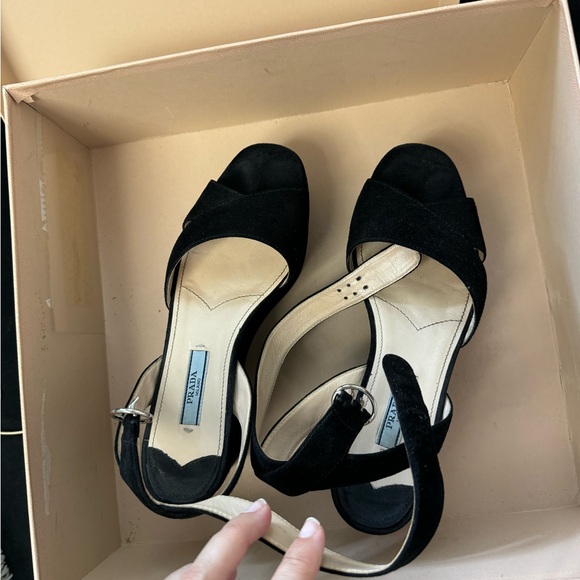 Prada Low Platform Wedge Sandals - Suede - Picture 4 of 7